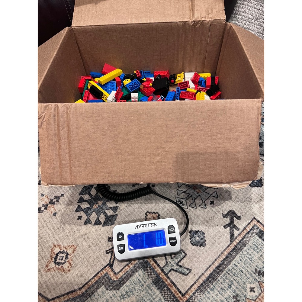 Box Of Assorted Multi Colored LEGO Blocks 1.1LB Clear Blocks Vintage Mini Figure